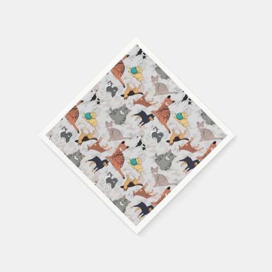 Schattigee honden- en kattenpatroon ontwerp servet (Hoek)