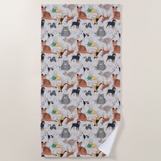 Schattigee honden- en kattenpatroon ontwerp strandlaken (Voorkant)