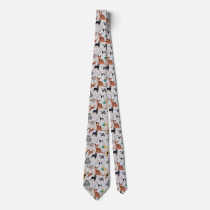 Schattigee honden- en kattenpatroon ontwerp stropdas
