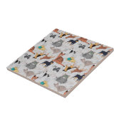 Schattigee honden- en kattenpatroon ontwerp tegeltje (Zijkant)