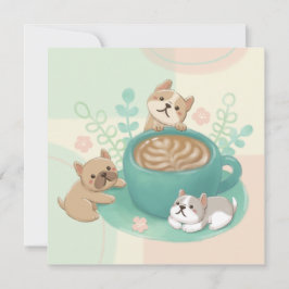 Schattigee honden en koffie illustratie feestdagenkaart