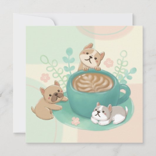 Schattigee honden en koffie illustratie kaart (Voorkant)