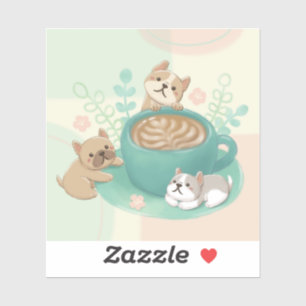 Schattigee honden en koffie illustratie sticker