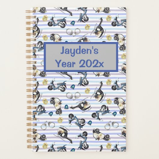 Schattigee honden- en politie-elementen met strepe planner (Voorkant)