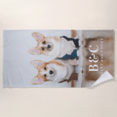 Schattigee Honden Foto Monogram Namen Zomer Strandlaken (Voorkant)