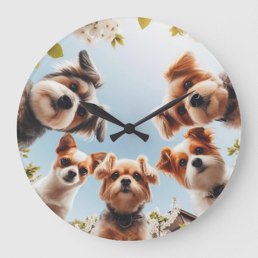 Schattigee honden Funny Dog Muur Klok (Voorkant)