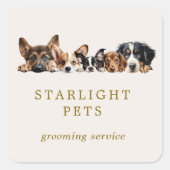 Schattigee honden Grooming Service Business Vierkante Sticker (Voorkant)