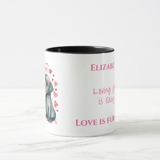 Schattigee honden houden van je gepersonaliseerde  mok (Midden)