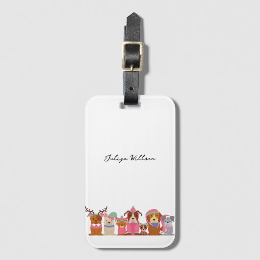 Schattigee honden in de winternaam bagagelabel (Voorkant (verticaal))