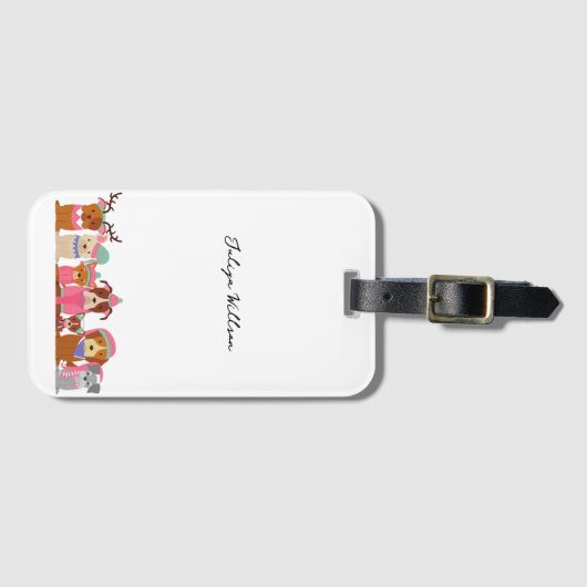 Schattigee honden in de winternaam bagagelabel (Voorkant (horizontaal))