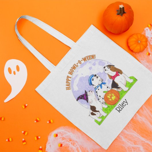 Schattigee Honden in Kostuum Custom Halloween Trea Tote Bag