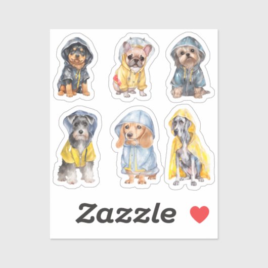 Schattigee honden in regenjassen (2) Stickers (Vel)