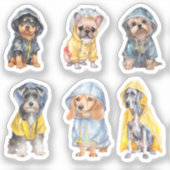 Schattigee honden in regenjassen (2) Stickers (Voorkant)