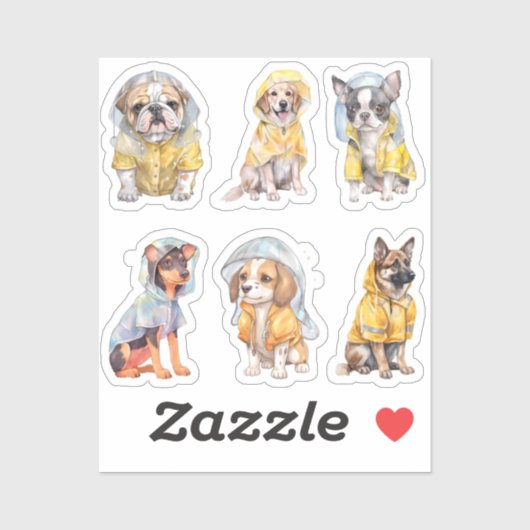 Schattigee honden in regenjassen Stickers (Vel)