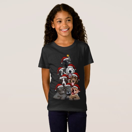 Schattigee Honden in Santa Hats Kerstboom met Star T-shirt (Voorkant volledig)