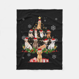 Schattigee Honden Kerstboom Lights Dogs Lovers Xma Fleece Deken