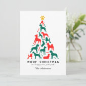 Schattigee Honden Kerstboom Woof Kerst Feestdagenkaart (Staand voorkant)