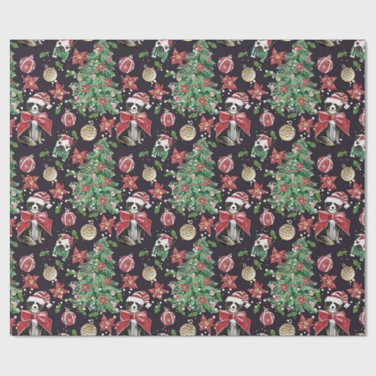 Schattigee honden kerstpapier cadeaupapier (Vlak)