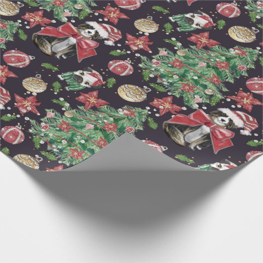 Schattigee honden kerstpapier cadeaupapier (Hoek)