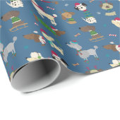Schattigee honden kerstpatroon cadeaupapier (Rol Hoek)