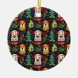 Schattigee honden kerstversiering keramisch ornament