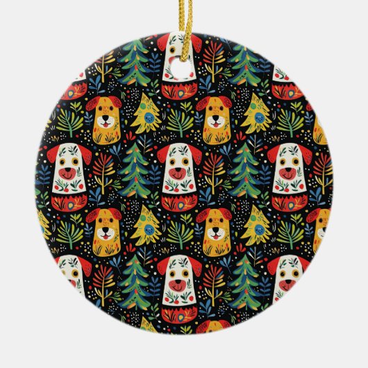 Schattigee honden kerstversiering keramisch ornament (Voorkant)