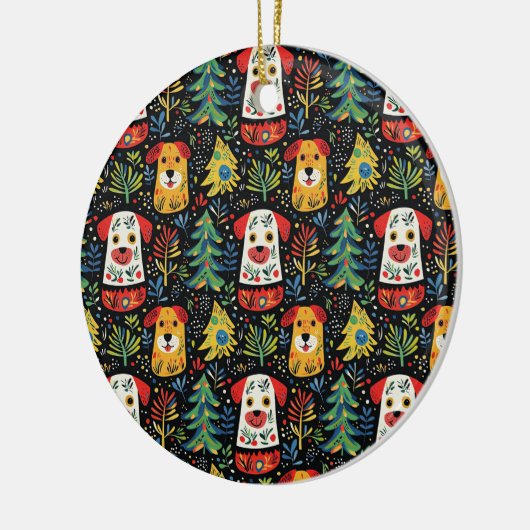 Schattigee honden kerstversiering keramisch ornament (Links)