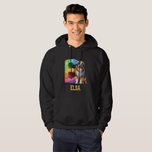 Schattigee Honden Letter Elsa Naam Rainbow Dog Hoodie (Voorkant volledig)