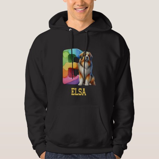 Schattigee Honden Letter Elsa Naam Rainbow Dog Hoodie (Voorkant)