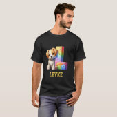 Schattigee Honden Letter Levke Naam Rainbow Dog T-shirt (Voorkant volledig)