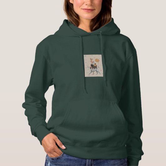 Schattigee honden met ballonnen Hoodie Dames Sweat (Voorkant)