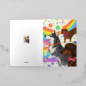Schattigee honden met regenboog folie wenskaart (Buiten Laag)