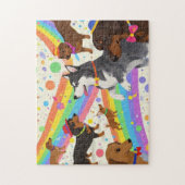Schattigee honden met regenboog legpuzzel (Verticaal)