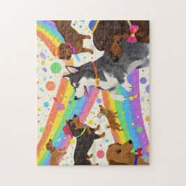 Schattigee honden met regenboog legpuzzel