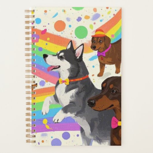 Schattigee honden met regenboog planner (Voorkant)