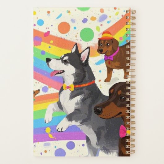 Schattigee honden met regenboog planner (Achterkant)