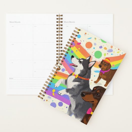 Schattigee honden met regenboog planner (Display)