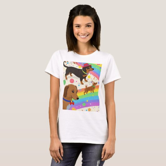 Schattigee honden met regenboog t-shirt (Voorkant volledig)