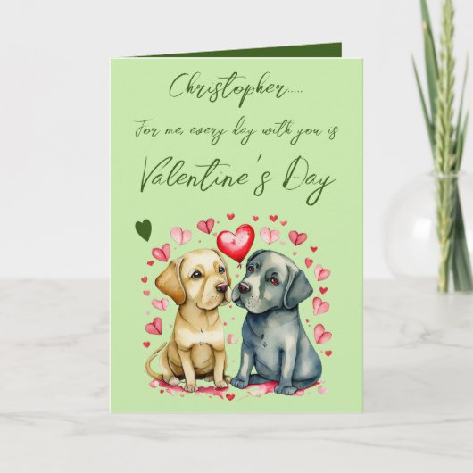 Schattigee honden naam groene Valentijnsdag Kaart (Voorkant)