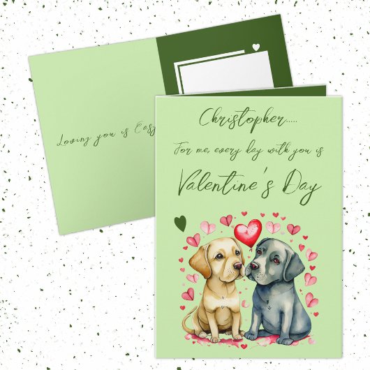 Schattigee honden naam groene Valentijnsdag Kaart