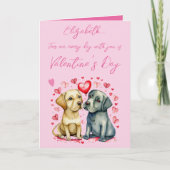 Schattigee honden naam roze Valentijnsdag Kaart (Voorkant)
