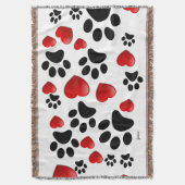 Schattigee honden Paw Prints en harten Deken (Voorkant Verticaal)