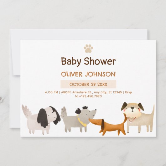 Schattigee honden poot huisdier baby shower kaart (Voorkant)