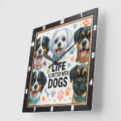 Schattigee honden Pootjes Hart Vierkante Klok (Hoek)