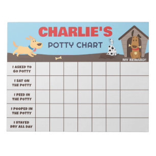 Schattigee honden Potty Chart Gepersonaliseerde na Notitieblok
