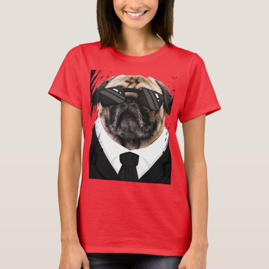 Schattigee honden Pugs in het zwart T-shirt (Voorkant)