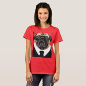 Schattigee honden Pugs in het zwart T-shirt (Voorkant volledig)