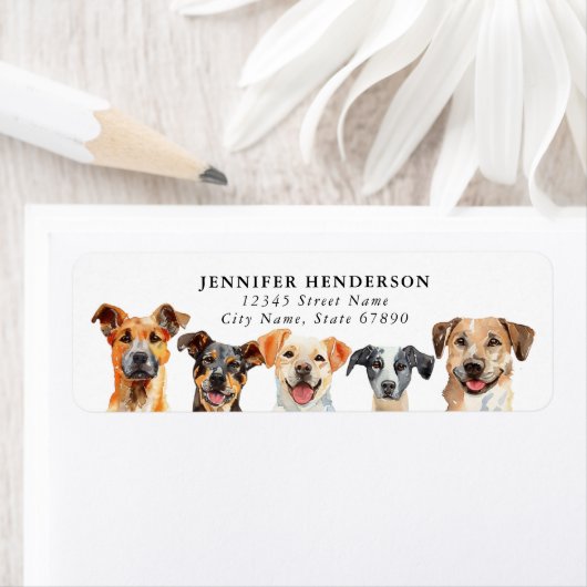 Schattigee honden retour adreslabels etiket (Insitu)