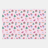Schattigee Honden Schaatsen Blauw Roze Kerst Inpakpapier Vel (Voorkant 2)
