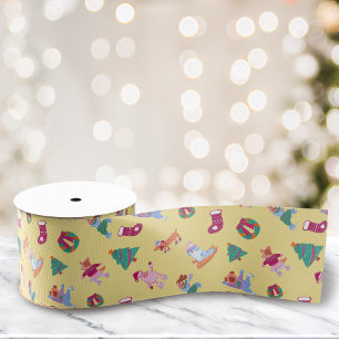 Schattigee honden Schaatspatroon Custard Yellow Grosgrain Lint